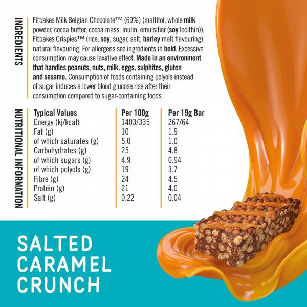 Fitbakes Salted Craramel Crunch Bar, 19g x 12