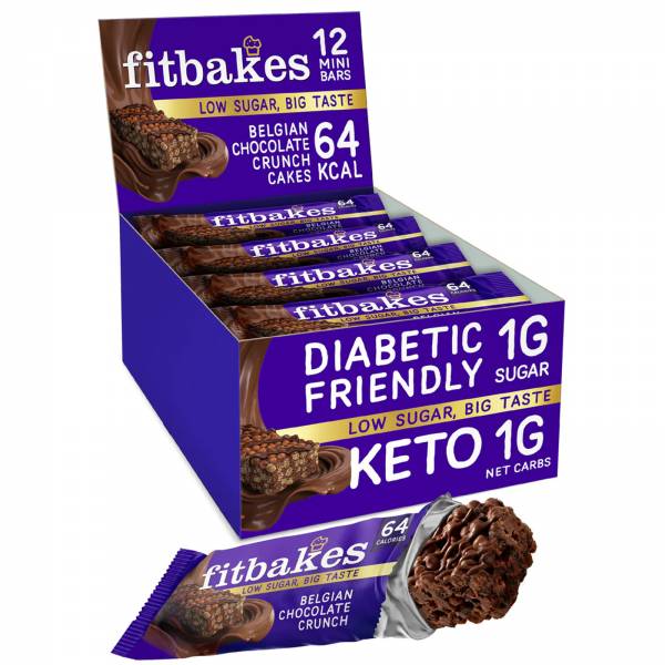 Fitbakes Belgian Chocolate Crunch Bar, 19g x 12