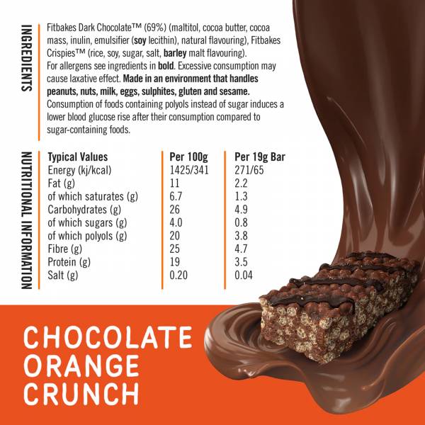 Fitbakes Hazelnut Choc Crunch Bar, 19g x 12