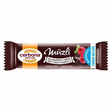 Cerbona Dark Chocolate Raspberry Muesli Bar - Sugar Free, 5 x 20g