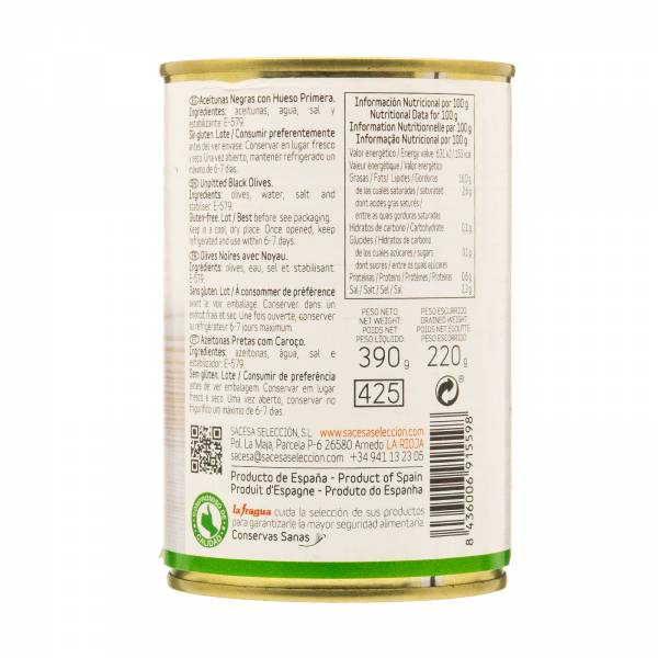 La Fragua Whole Black Olives, 390g