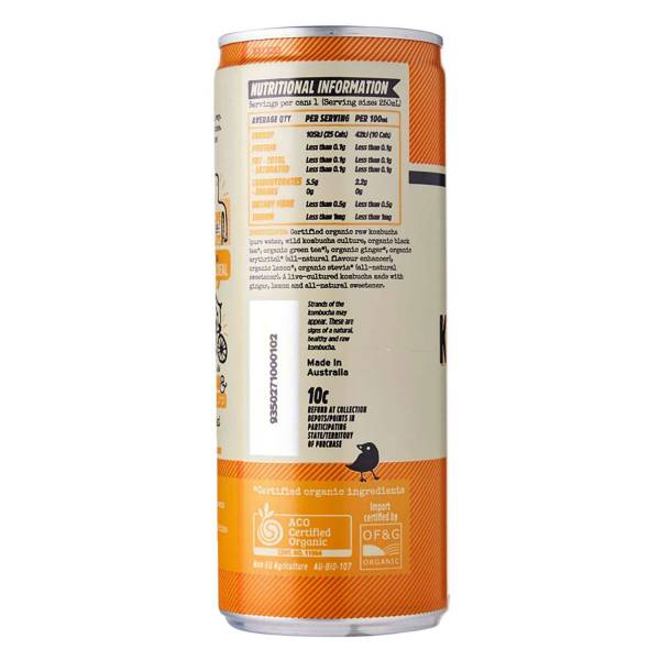 Remedy Organic Kombucha Ginger & Lemon, 250 ml - Case