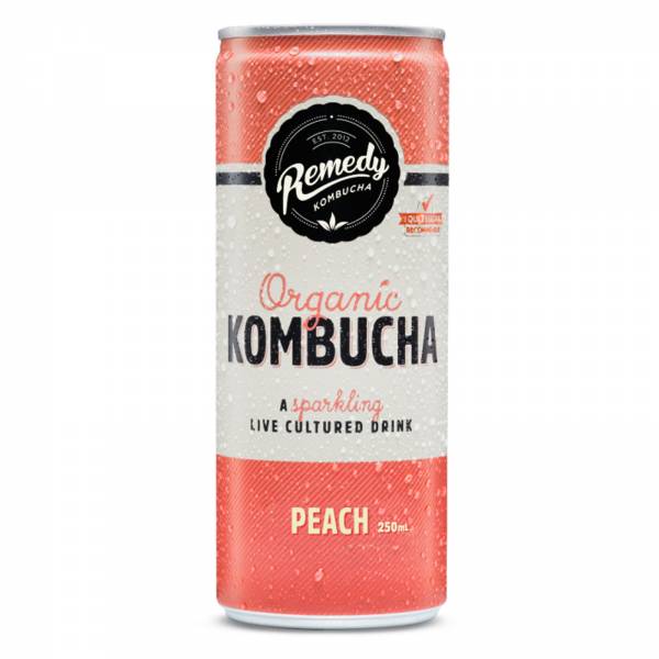 Remedy Organic Kombucha Peach, 250ml - Case