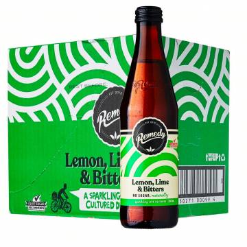 Remedy Organic Live Cultured Soda Lemon Lime & Bitters Bottle, 330 ml - Case