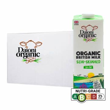 Daioni Organic Semi-Skimmed UHT Milk, 1L - Case