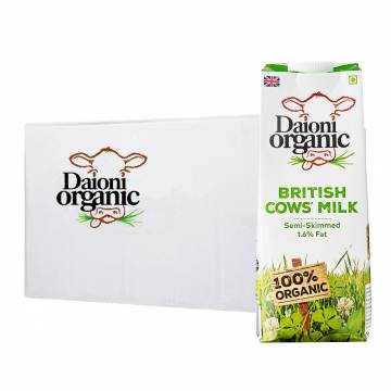 Daioni Organic Semi-Skimmed UHT Milk, 1L - Case