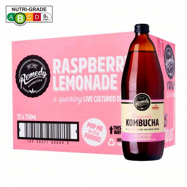 Remedy Organic Kombucha Raspberry Lemonade, 750 ml - Case