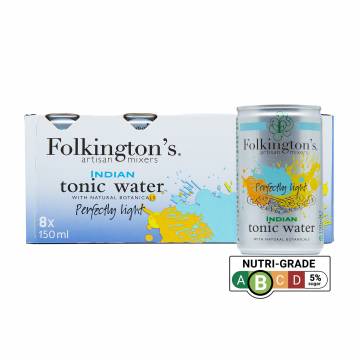 Folkington's Indian Tonic Water (Light), 8 x 150 ml