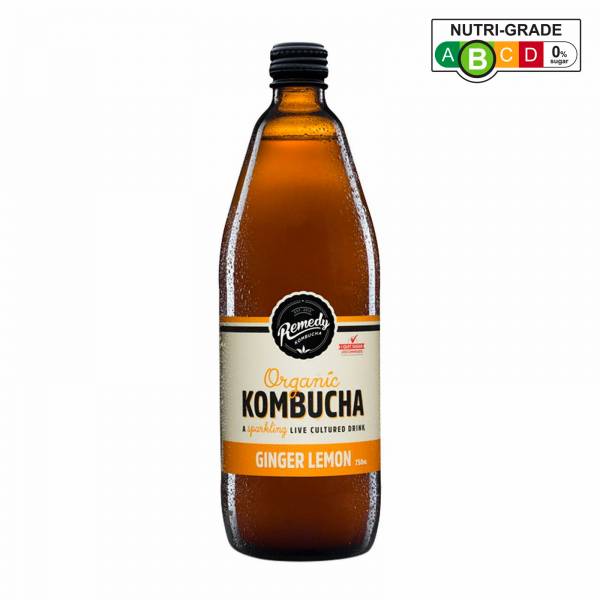 Remedy Organic Kombucha Ginger & Lemon, 750 ml