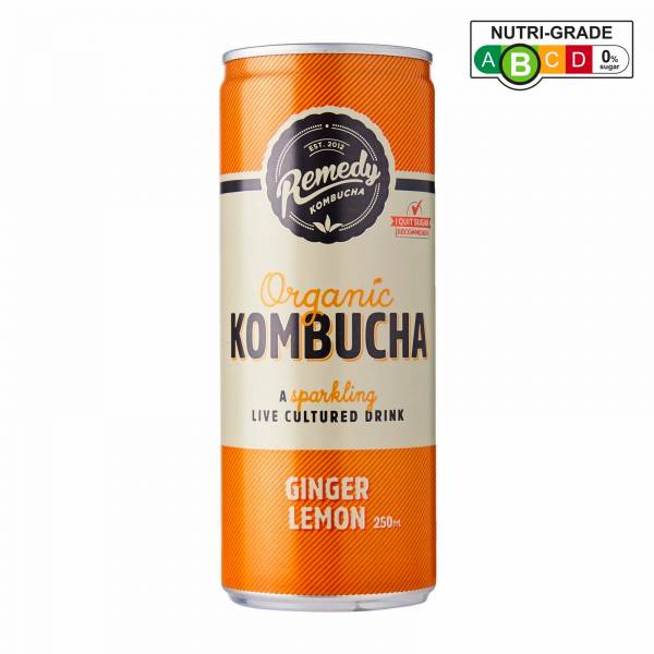 [BCRS] Remedy Organic Kombucha Ginger & Lemon, 250 ml x 4 (+$0.40)