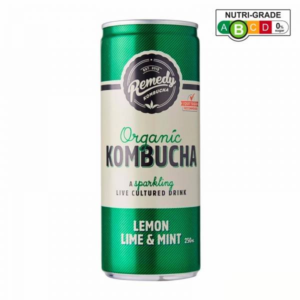 [BCRS] Remedy Organic Kombucha Lemon Lime Mint, 250ml x 4 (+$0.40)