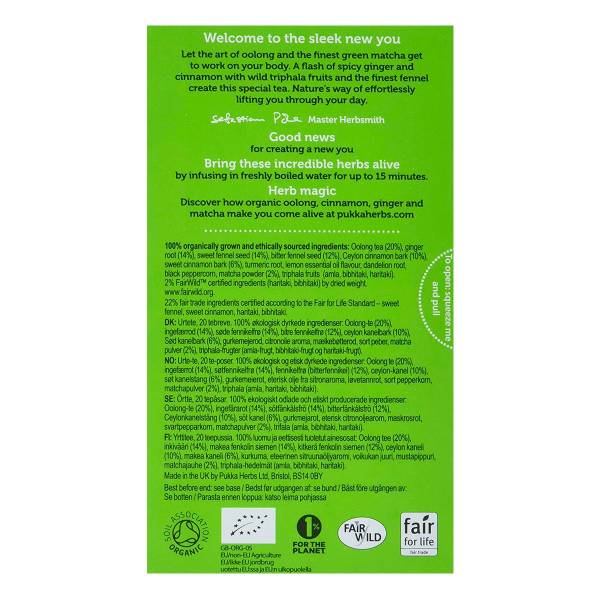 Pukka Herbal Ayurveda Organic Lean Matcha Green, 20 Herbal Tea Sachets