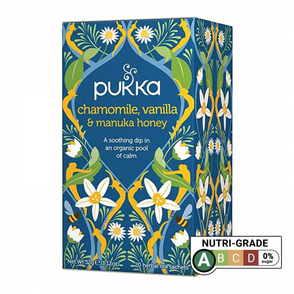 Pukka Herbal Ayurveda Organic Chamomile Vanilla & Manuka Honey,  20 Herbal Tea Sachets