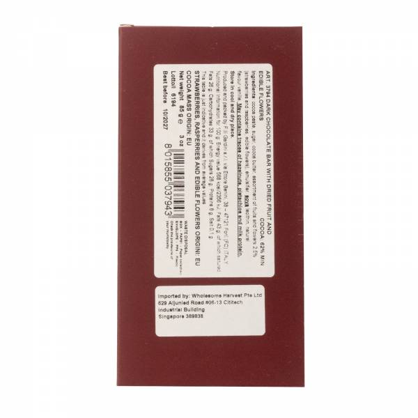 Gardini Dark Chocolate 62% with Berries & Edible Flowers, 85g