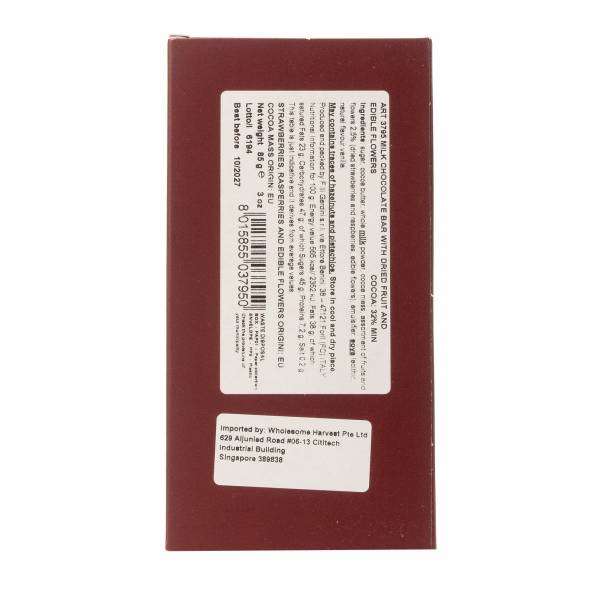 Gardini Milk Chocolate 32% with Berries & Edible Flowers, 85g