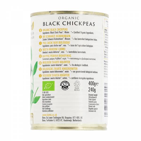 Biona Organic Black Chick Peas  400g