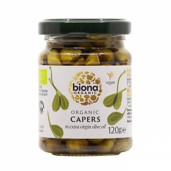 Biona Organic Capers in Extra Virgin Olive Oil 120g