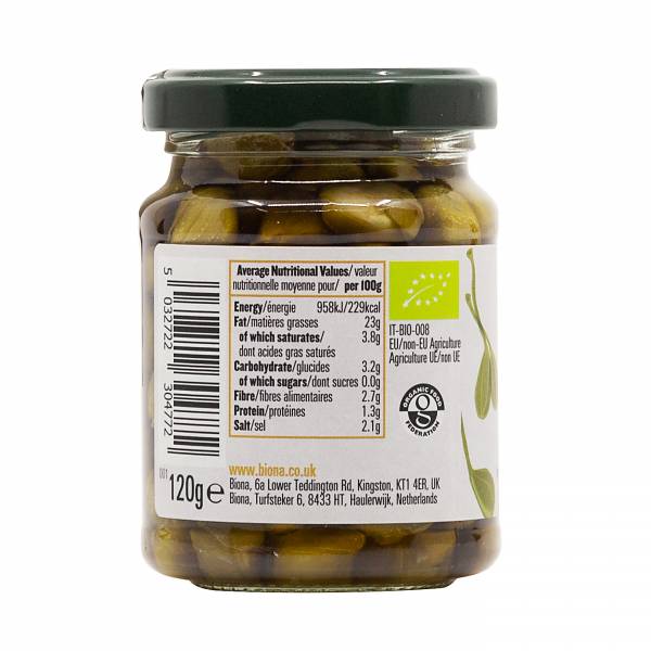 Biona Organic Capers in Extra Virgin Olive Oil 120g