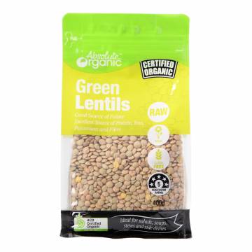 Absolute Organic Whole Green Lentils, 400g