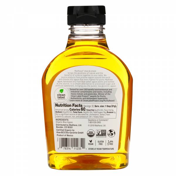 Madhava Agave Nectar, Organic Light, 23.5 oz