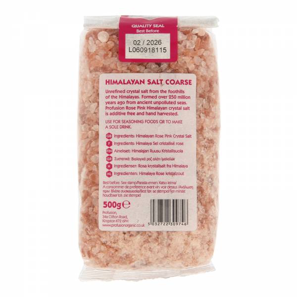 Profusion Organic Himalayan Rose Pink Salt Coarse, 500g