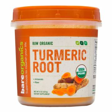 BareOrganics Turmeric Root Powder, Raw Organic, 227g