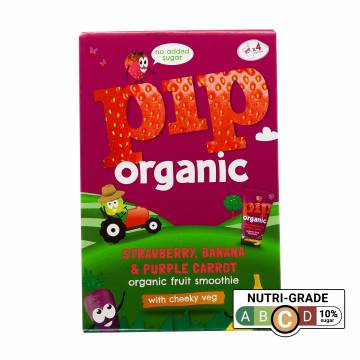 PIP Organic Strawberry, Banana & Purple Carrot Smoothie, 4x180ml