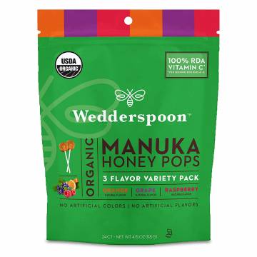 Wedderspoon Organic Manuka Honey Pops for Kids, 118g