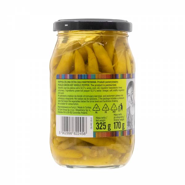 Casa del Sur Green Pepperoni Peppers Whole, 325g