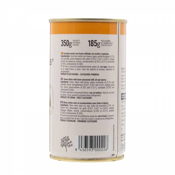Maestros Aceituneros Picantes Olives with Oil & Green Pepper from Navarra, 370g