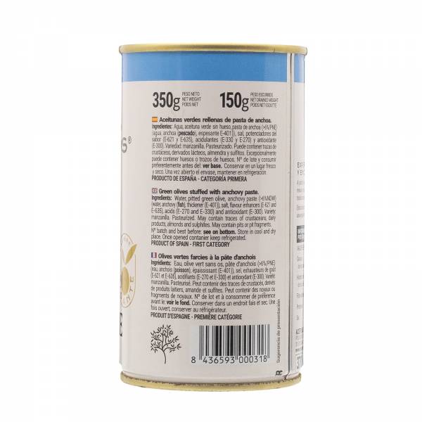 Maestros Aceituneros Manzanilla Olives Stuffed with Anchovy, 370g