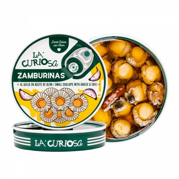 La Curiosa Small Scallops With Garlic & Chilli, 110g