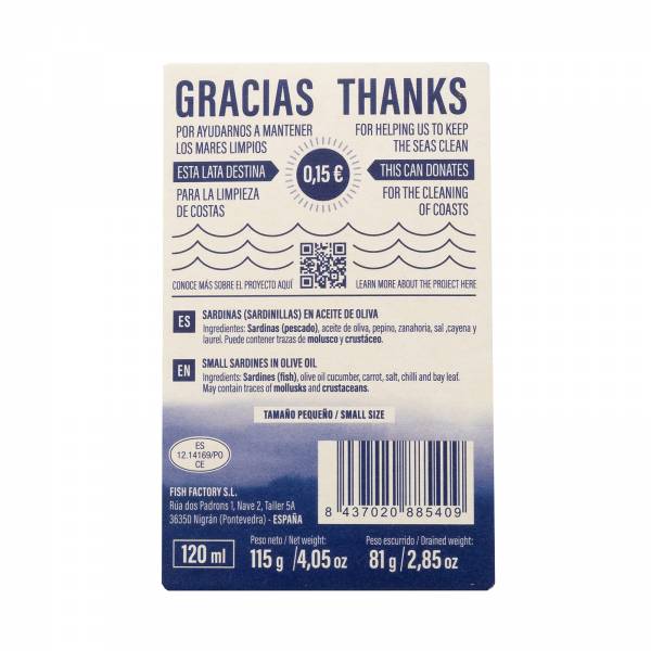 Lulina Small Spicy Sardines In Olive Oil - 10/14 Pieces, 115g