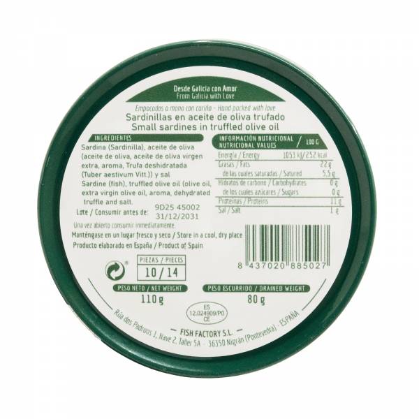 La Curiosa Small Sardines In Truffled Olive Oil (10-14 Pieces), 110g