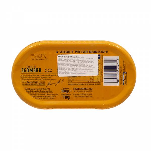 Rizzoli "Selezione Imperiale" Mackerel Fillets in Olive Oil, 160g