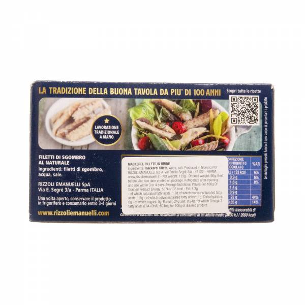 Rizzoli Mackerel Fillets in Brine, 125g