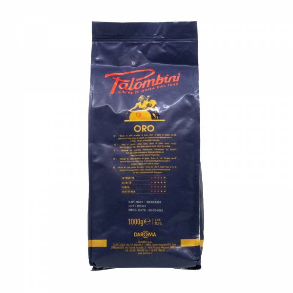 Daroma Palombini Oro Crema Italian Whole Roasted Coffee Beans, 1Kg