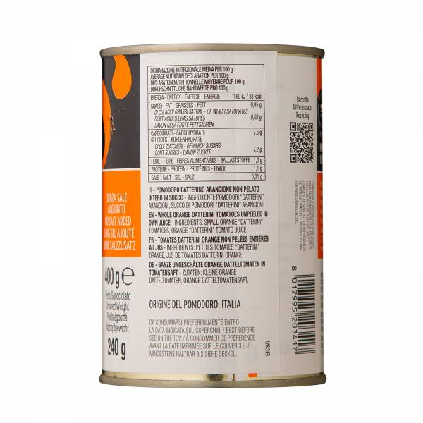 Grangusto Whole Orange Datterino Tomatoes in Tomato Juice, 400g