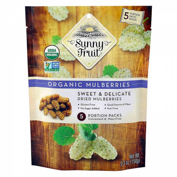 Sunny Fruit Organic Mulberries, 150g (5 Snack Packs)