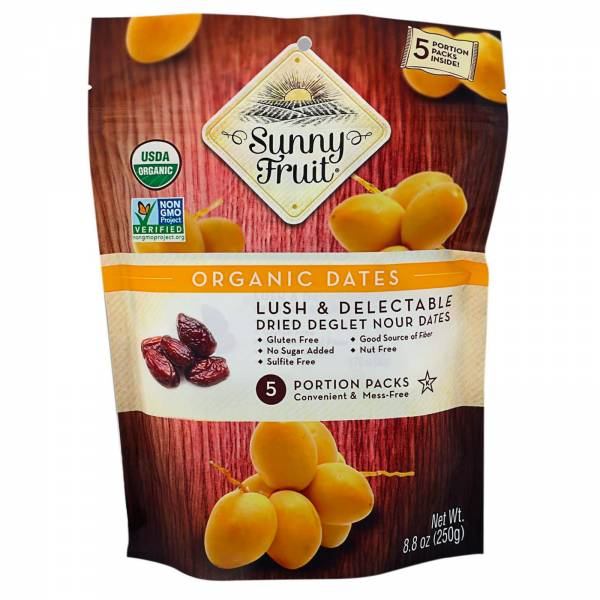 Sunny Fruit Organic Pitted Dates, 250g (5 Snack Packs)