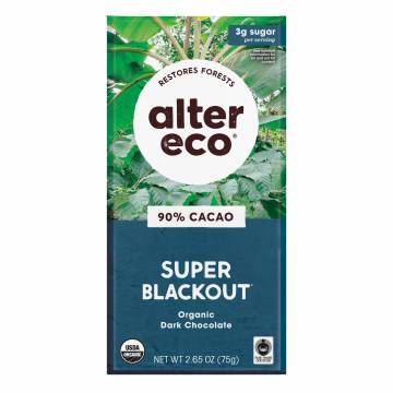 Alter Eco Organic Deep Dark Super Blackout Chocolate, 80g - 90% Cacao