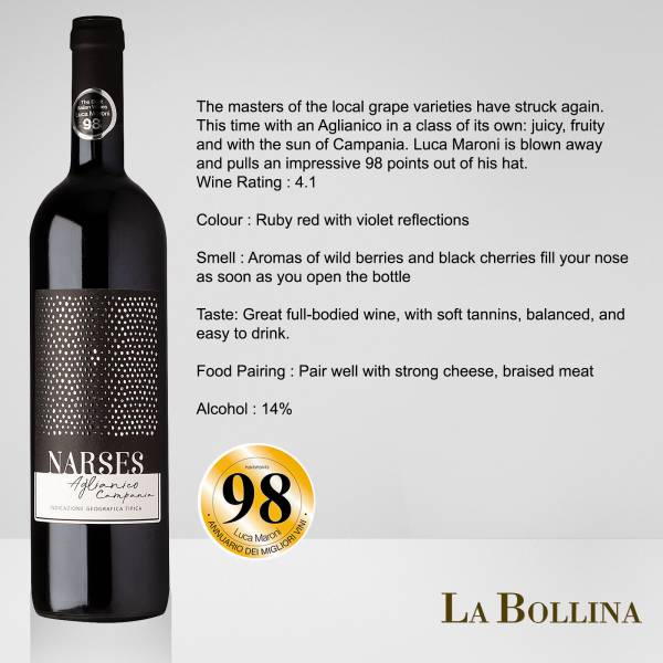 La Bollina Narses Aglianico Campania IGT Red Wine, 750ml